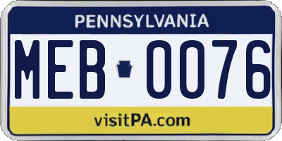PA license plate MEB0076