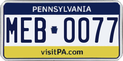 PA license plate MEB0077