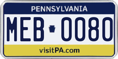 PA license plate MEB0080