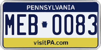 PA license plate MEB0083