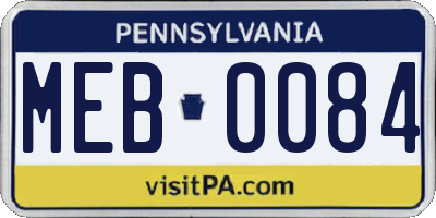 PA license plate MEB0084