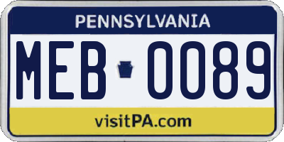 PA license plate MEB0089