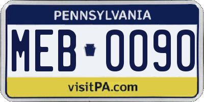 PA license plate MEB0090