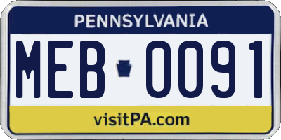 PA license plate MEB0091
