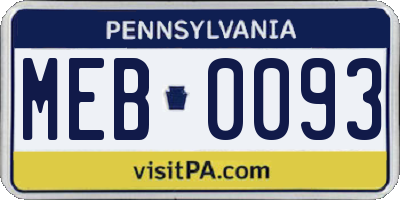 PA license plate MEB0093