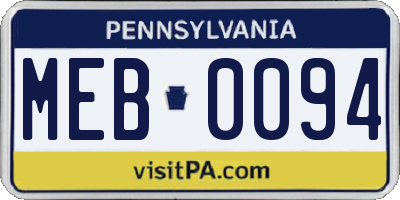 PA license plate MEB0094