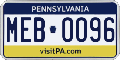 PA license plate MEB0096