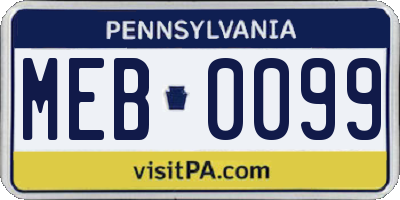 PA license plate MEB0099