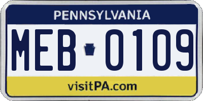 PA license plate MEB0109