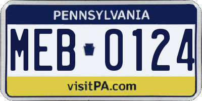 PA license plate MEB0124