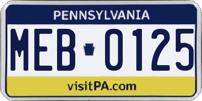 PA license plate MEB0125