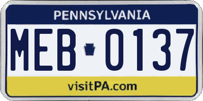 PA license plate MEB0137
