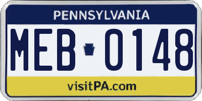 PA license plate MEB0148