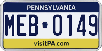 PA license plate MEB0149