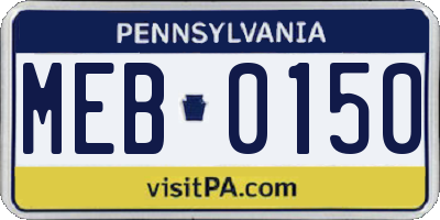 PA license plate MEB0150