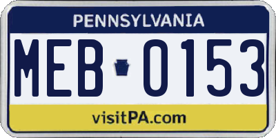 PA license plate MEB0153