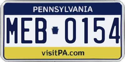 PA license plate MEB0154