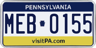 PA license plate MEB0155