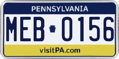 PA license plate MEB0156