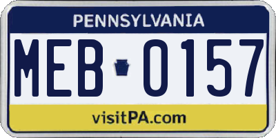 PA license plate MEB0157