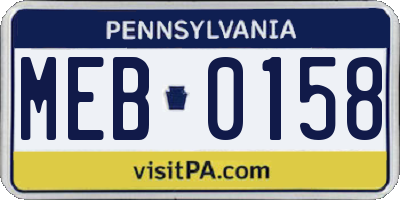 PA license plate MEB0158