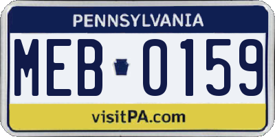 PA license plate MEB0159
