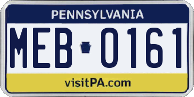 PA license plate MEB0161