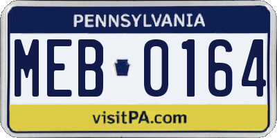 PA license plate MEB0164