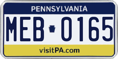 PA license plate MEB0165