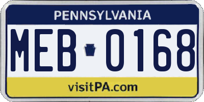 PA license plate MEB0168