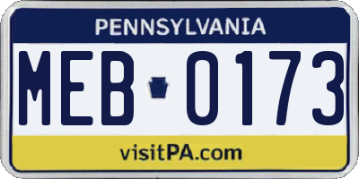 PA license plate MEB0173
