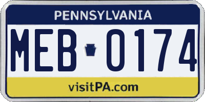 PA license plate MEB0174