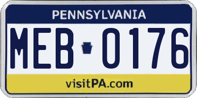 PA license plate MEB0176