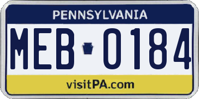 PA license plate MEB0184