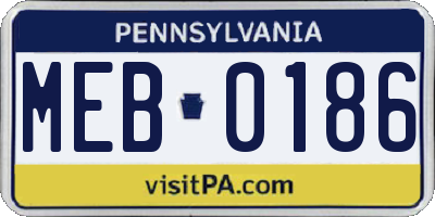 PA license plate MEB0186