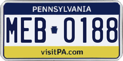 PA license plate MEB0188