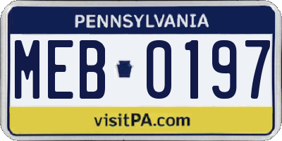 PA license plate MEB0197