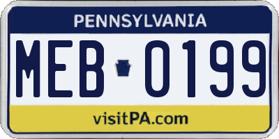 PA license plate MEB0199