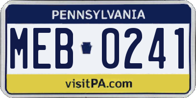 PA license plate MEB0241