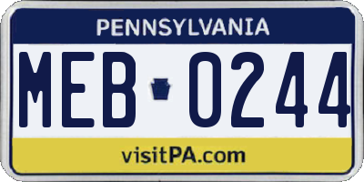 PA license plate MEB0244