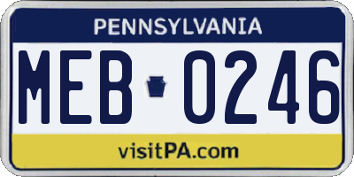 PA license plate MEB0246