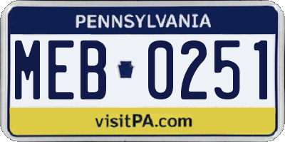 PA license plate MEB0251