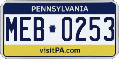 PA license plate MEB0253