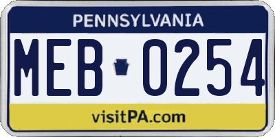 PA license plate MEB0254