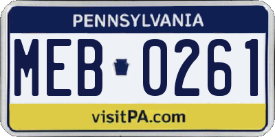 PA license plate MEB0261