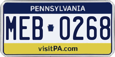 PA license plate MEB0268