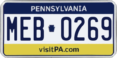 PA license plate MEB0269