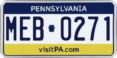 PA license plate MEB0271