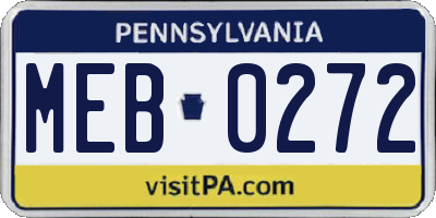 PA license plate MEB0272