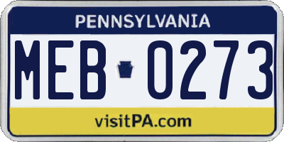 PA license plate MEB0273
